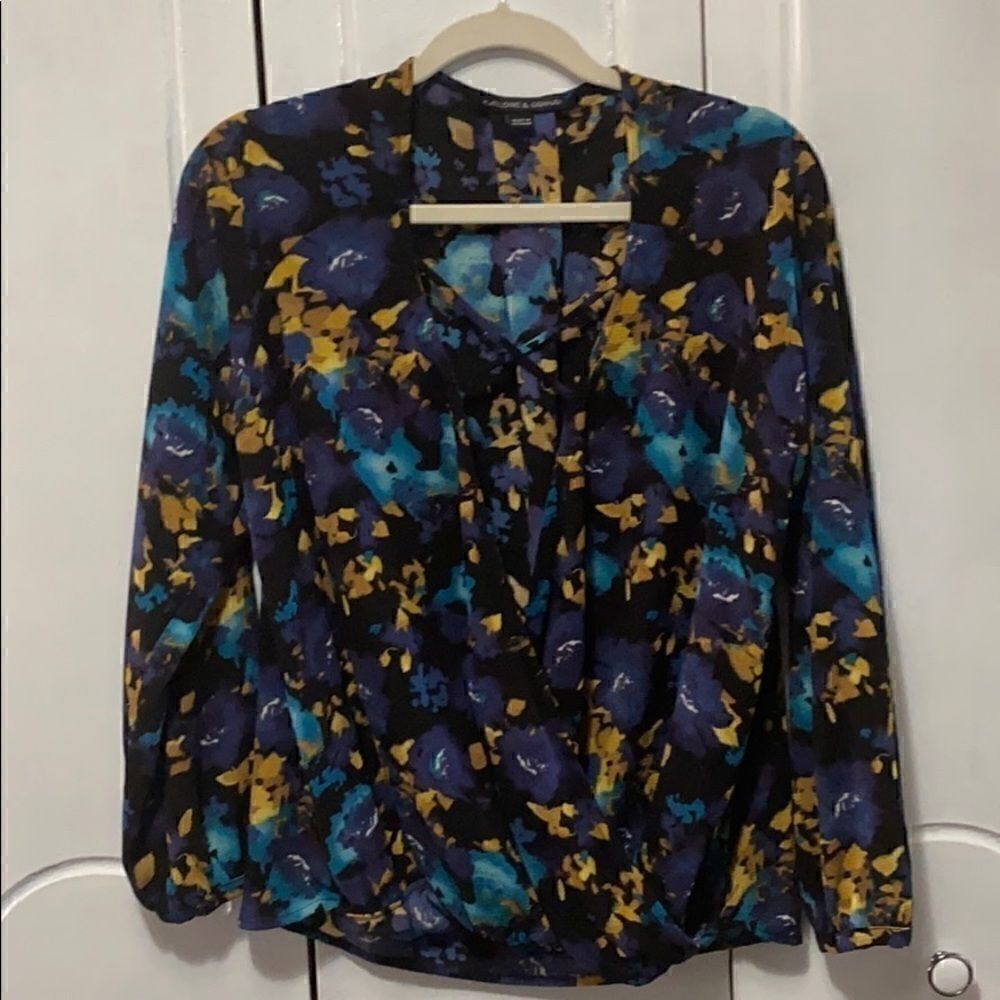 Harlowe & Graham Wrap front Blouse Top size Small